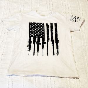 Grunt Style White American Flag Gun T-Shirt Men's Size Medium